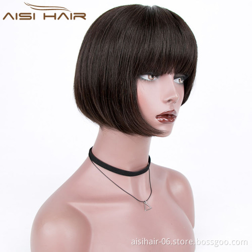 Aisi Hair Top Quality Grade 8a Japan Human Hair Wig , Short Hairstyles for Black Women